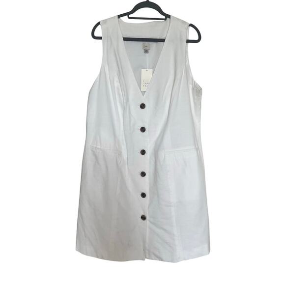 A New Day Women's Mini Cotton Blend Vest Dress White Size XXL NWT - Picture 2 of 9